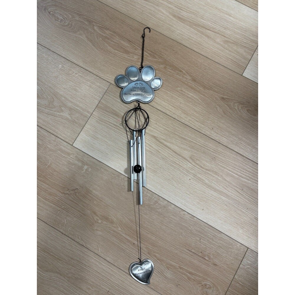 Pet Memorial Wind Chime Paw Print Cat Dog Loss Sympathy Gift Always Remembered